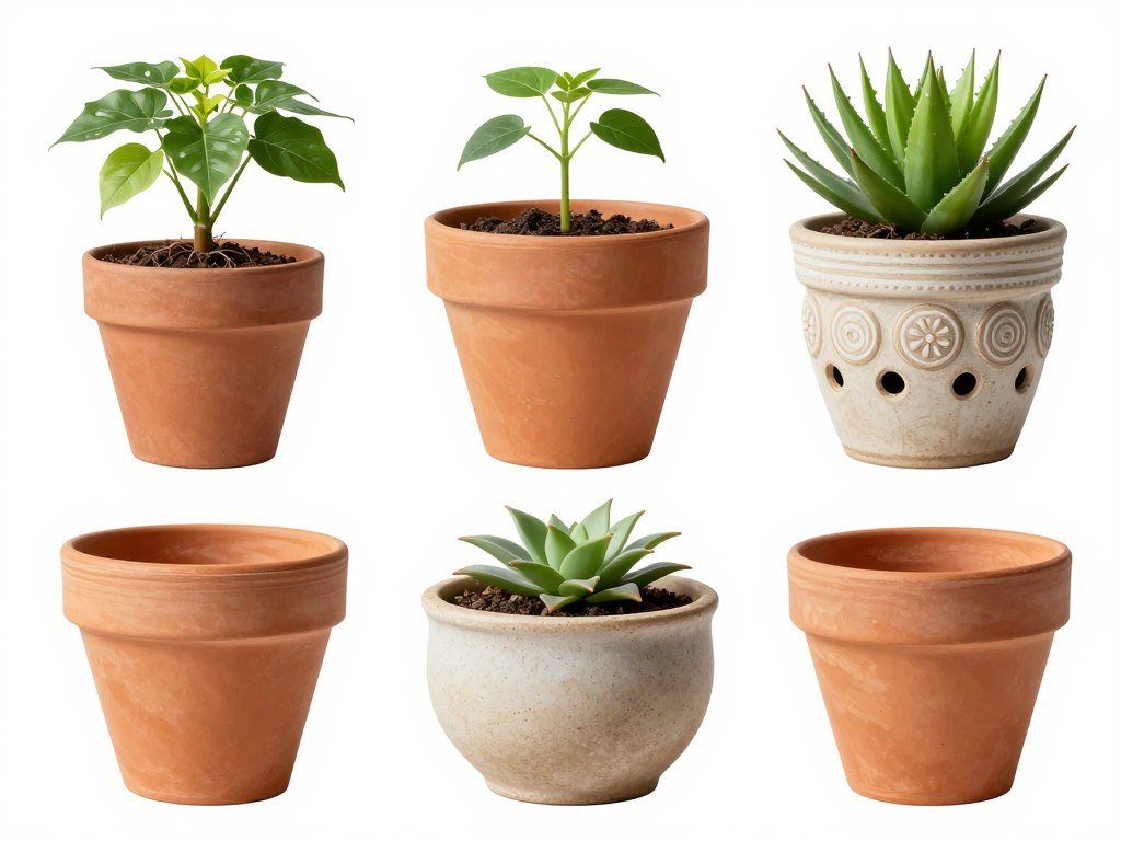 Exemplos de vasos adequados e inadequados para diferentes tipos de plantas