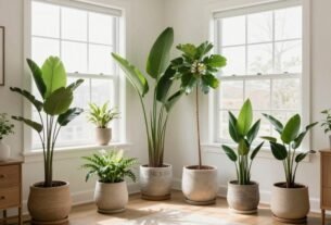 Plantas ornamentais em ambientes internos dispostas estrategicamente