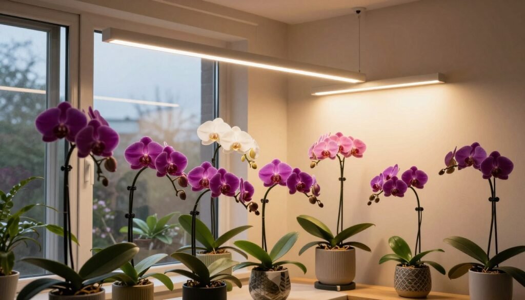 iluminação LED para orquídeas