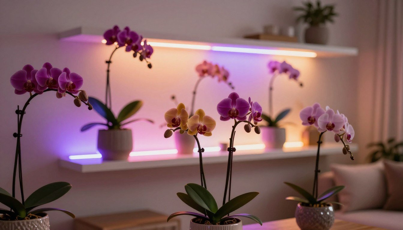 iluminação LED para orquídeas em apartamento