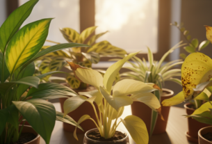 folhas amareladas em plantas ornamentais