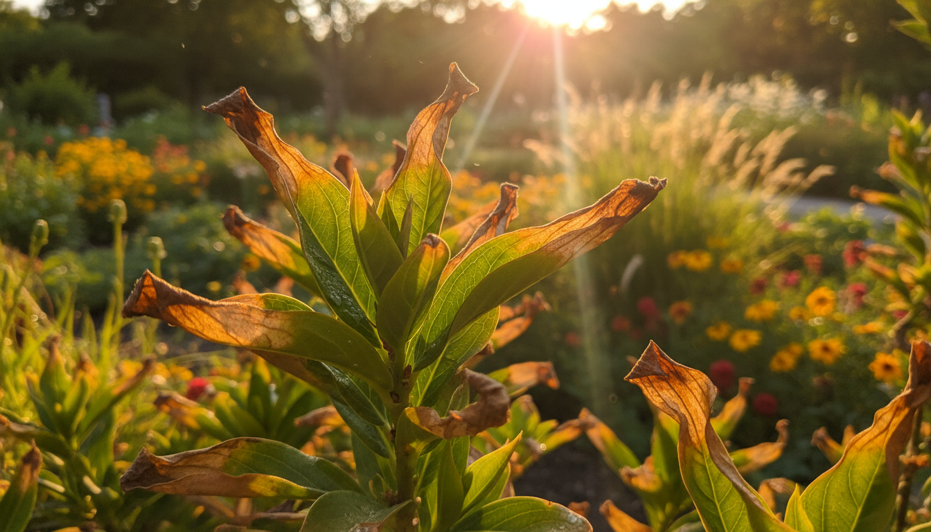 folhas marrons nas pontas