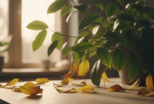 planta com folhas caindo