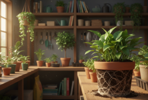 planta não cresce em vaso dentro de casa