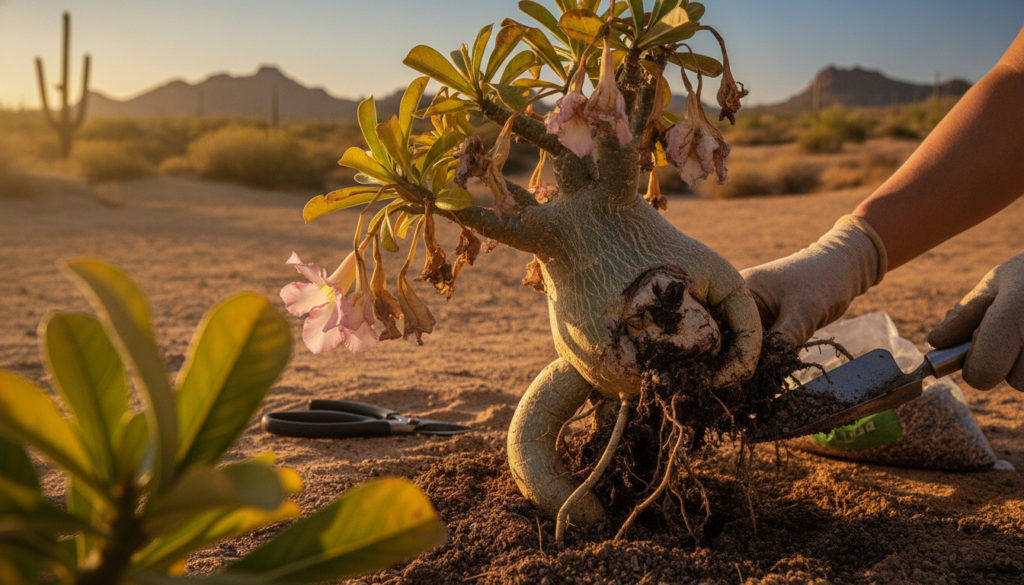 como salvar rosa do deserto apodrecendo